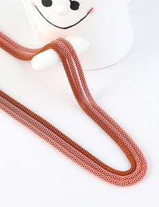 N1805 Mauve Peach Orange 3 Piece Metal Snake Chain Necklace with FREE Earrings - Iris Fashion Jewelry