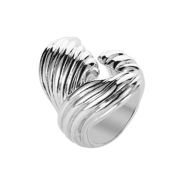 R454 Silver Fishtail Art Deco Open Ring - Iris Fashion Jewelry