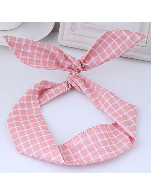 H20 Pink Gingham Pattern Wire & Cloth Hair Band - Iris Fashion Jewelry