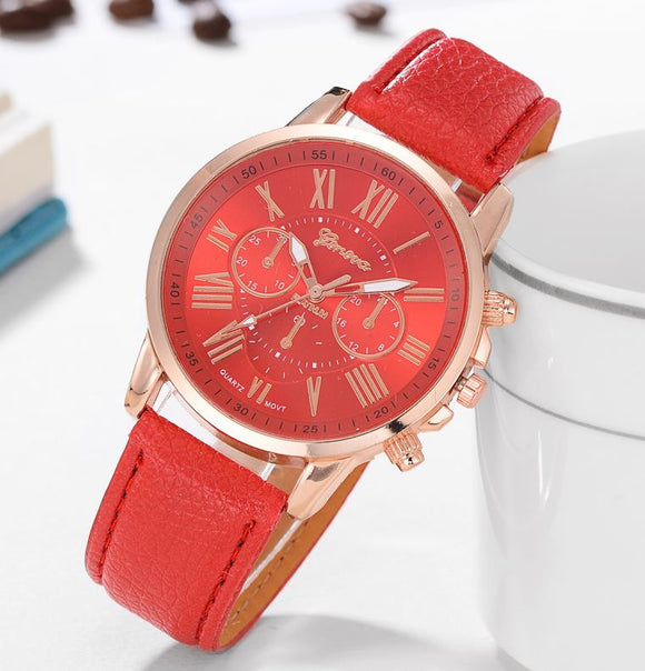 W567 Red Rose Gold Quartz Watch - Iris Fashion Jewelry