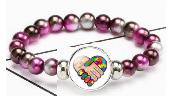 B1011 Shades of Purple Bead Autism Awareness Bracelet - Iris Fashion Jewelry