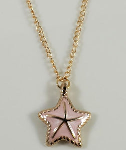 N1482 Gold Pale Pink Shimmer Starfish Necklace with Free Earrings - Iris Fashion Jewelry
