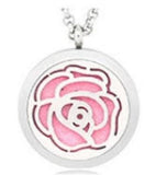 N1158 Silver Rose Essential Oil Necklace with FREE Earrings PLUS 5 Different Color Pads - Iris Fashion Jewelry
