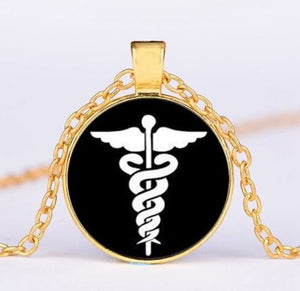 *N1662 Gold Medical Symbol Necklace with FREE Earrings - Iris Fashion Jewelry