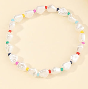 *B946 Pearl Stones Multi Color Beads Bracelet - Iris Fashion Jewelry