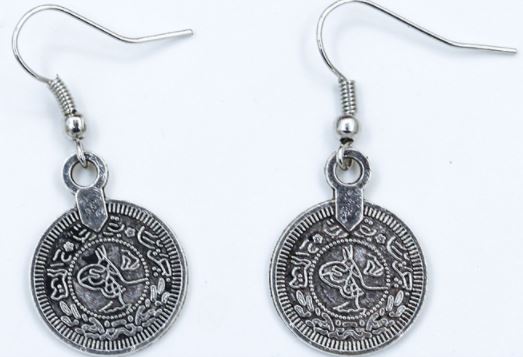 E1483 Silver Coin Earrings - Iris Fashion Jewelry