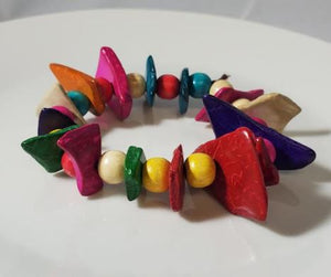 B1015 Multi Color Wooden Bead Bracelet - Iris Fashion Jewelry