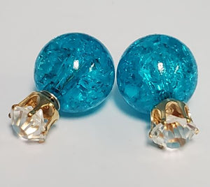 *E1103 Fashion Blue Ice Breaker Ball & Rhinestone Earrings - Iris Fashion Jewelry