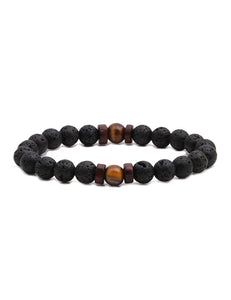 B852 Black Lava Stone Tiger Eye Bead Bracelet - Iris Fashion Jewelry