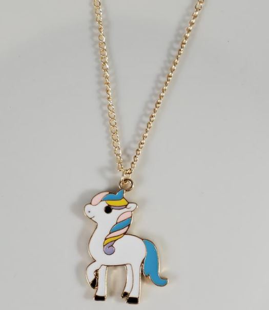 L52 Gold Baked Enamel Unicorn Necklace FREE Earrings - Iris Fashion Jewelry