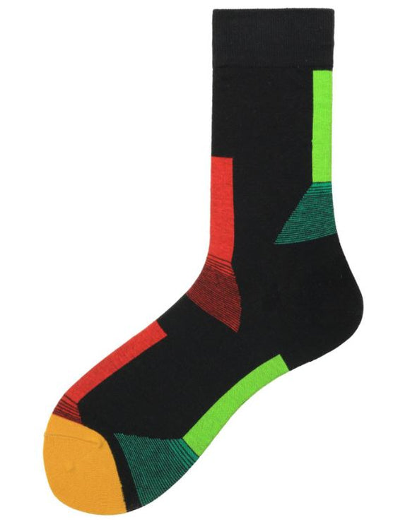 SF408 Black Colorful Shapes Socks - Iris Fashion Jewelry
