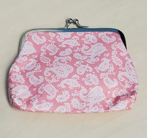 G107 Light Pink Paisley Design Clasp Coin Purse - Iris Fashion Jewelry