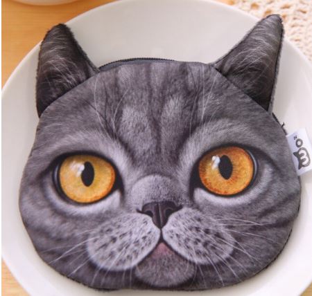 G88 Cute Gray Kitty Cat Zipper Bag - Iris Fashion Jewelry