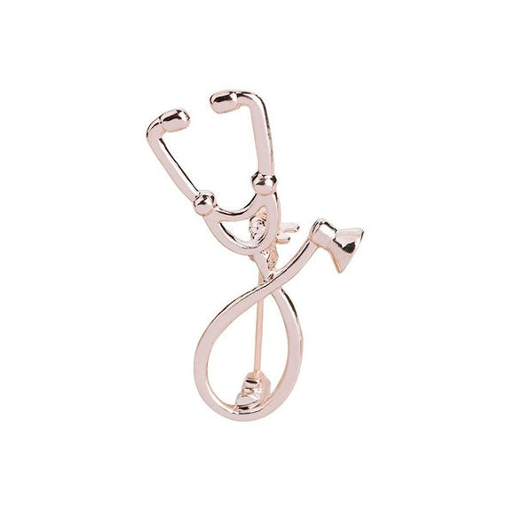 F107 Rose Gold Nurse/Doctor Stethoscope Pin - Iris Fashion Jewelry