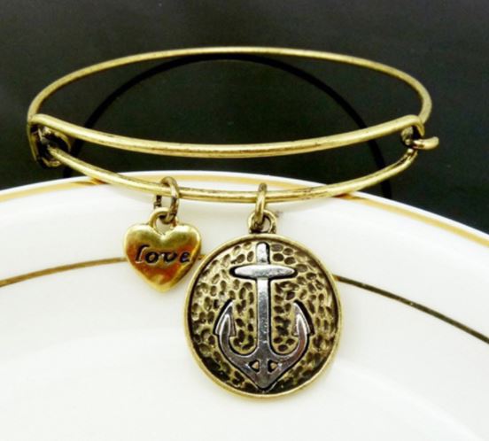 B787 Gold Silver Anchor Charm Bracelet - Iris Fashion Jewelry