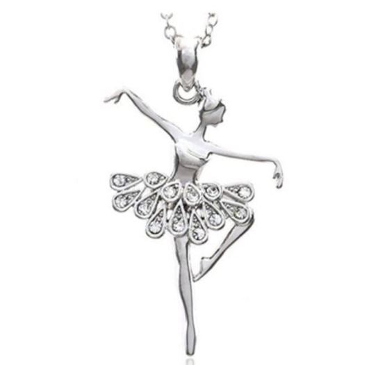 N1035 Silver Rhinestones Ballerina Necklace with FREE Earrings - Iris Fashion Jewelry