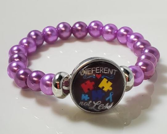 B970 Purple Pearl Different Not Less Autism Awareness Bracelet - Iris Fashion Jewelry