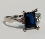 R462 Silver Royal Blue Square Gemstone Ring - Iris Fashion Jewelry
