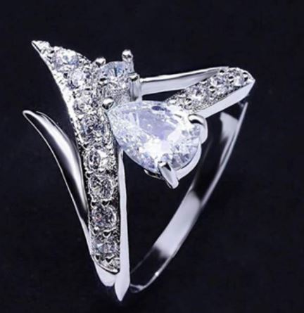 R173 Silver Crystal Gemstone Ring - Iris Fashion Jewelry