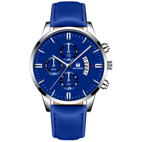 W08 Blue Band & Face Silver Techno Time Collection Quartz Watch - Iris Fashion Jewelry