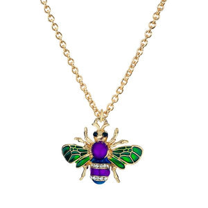 N939 Gold Purple Bee Rhinestones Necklace FREE Earrings - Iris Fashion Jewelry