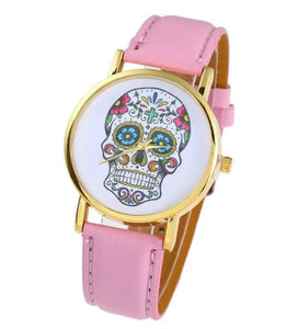 W277 Light Pink Band Sugar Skull Collection Quartz Watch - Iris Fashion Jewelry