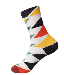 SF1160 Orange Yellow Black Triangle Abstract Socks - Iris Fashion Jewelry