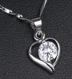 N1528 Silver Dainty Heart Rhinestone Necklace with FREE Earrings - Iris Fashion Jewelry