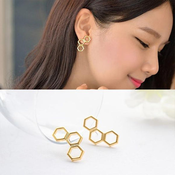 E1196 Gold Honeycomb Earrings - Iris Fashion Jewelry