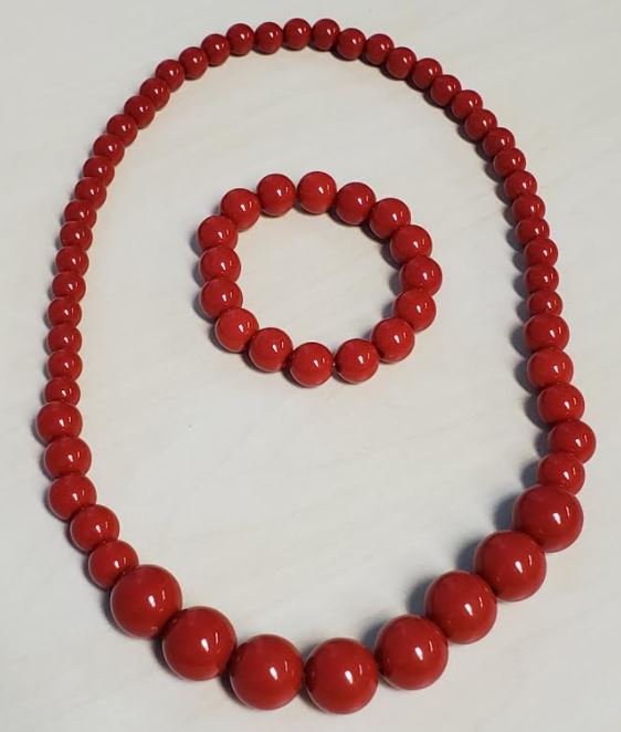 L393 Red Bead Necklace & Bracelet Set - Iris Fashion Jewelry