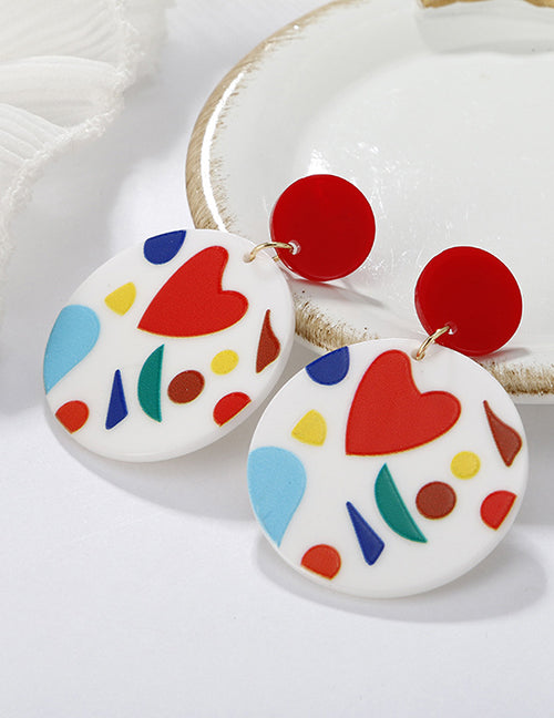 E1620 Acrylic Round Heart Confetti Earrings - Iris Fashion Jewelry