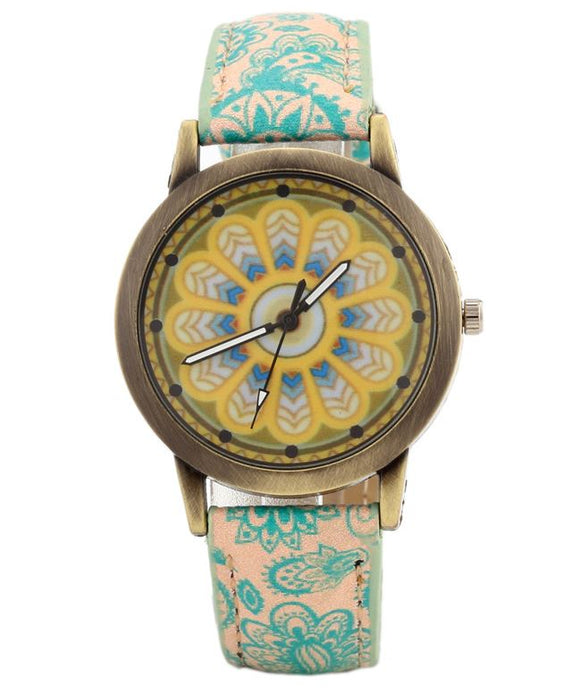 W370 Green Paisley Collection Quartz Watch - Iris Fashion Jewelry