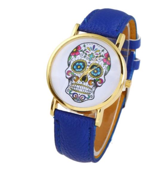 W276 Royal Blue Band Sugar Skull Collection Quartz Watch - Iris Fashion Jewelry