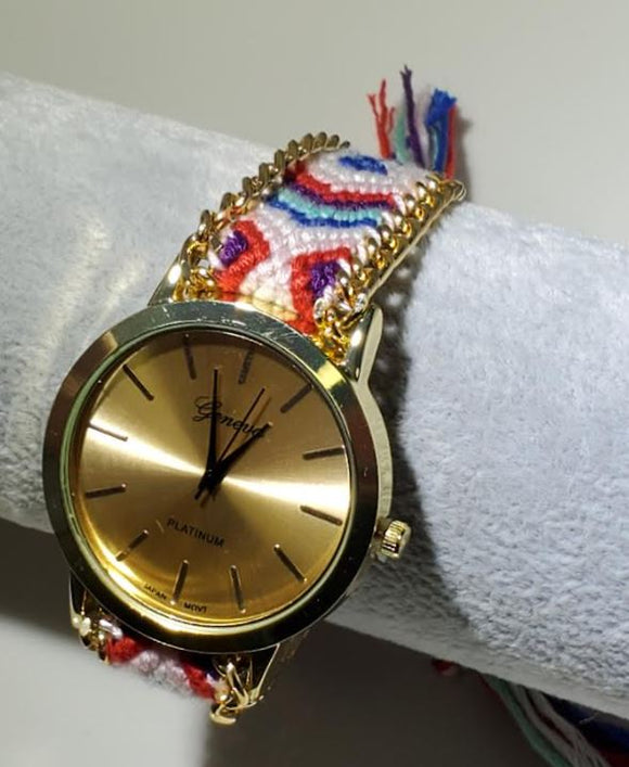 W578 Multi Color Knitted Pull Cord Quartz Watch - Iris Fashion Jewelry