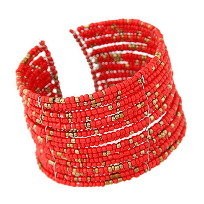 B164 Red & Gold Bead Bracelet - Iris Fashion Jewelry
