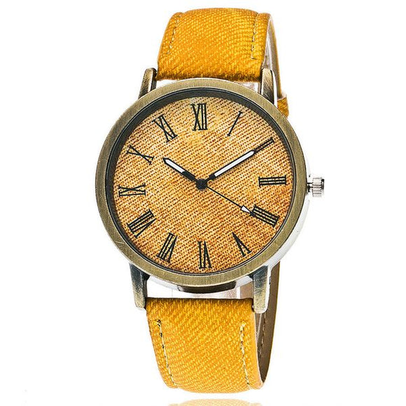W162 Golden Yellow Denim Collection Quartz Watch - Iris Fashion Jewelry