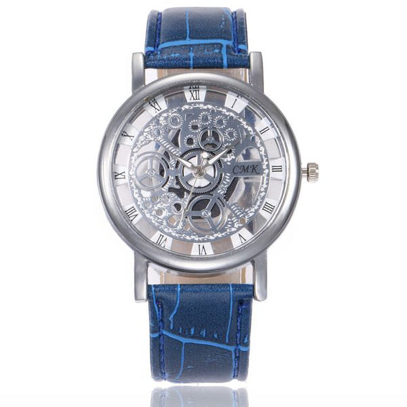 W155 Blue Band Silver Gears Collection Quartz Watch - Iris Fashion Jewelry
