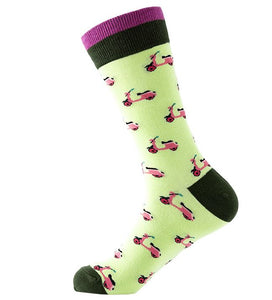 SF765 Mint Green Pink Scooter Socks - Iris Fashion Jewelry