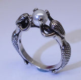 R193 Silver Mermaids with Pearl Ring - Iris Fashion Jewelry