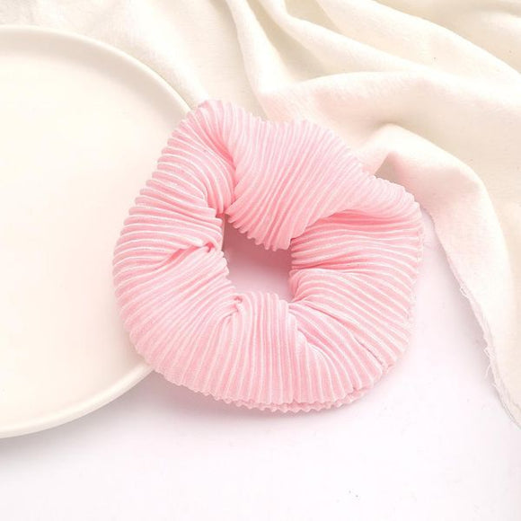 H74 Light Pink Ribbed Hair Scrunchie - Iris Fashion Jewelry