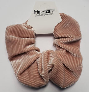 H494 Pale Pink Corduroy Hair Scrunchie - Iris Fashion Jewelry