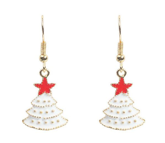 Z123 Gold White Christmas Tree Earrings - Iris Fashion Jewelry