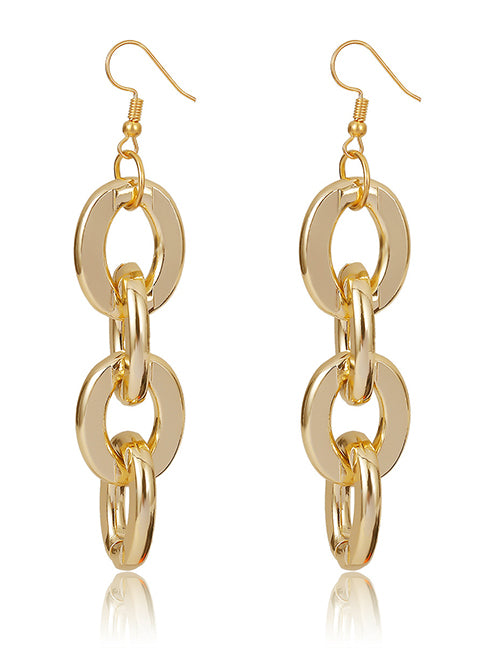 E976 Gold Chain Link Dangle Earrings - Iris Fashion Jewelry