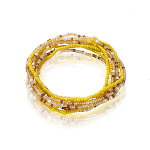 B1048 Yellow Seed Bead Layered Bracelet - Iris Fashion Jewelry