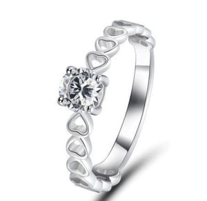 R125 Silver Gemstone Heart Band Ring - Iris Fashion Jewelry