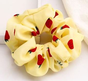 H374 Yellow Strawberry Hair Scrunchie - Iris Fashion Jewelry