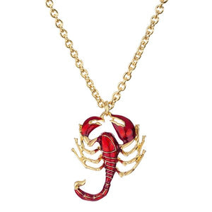 N186 Gold Red Baked Enamel Scorpion Necklace with FREE Earrings - Iris Fashion Jewelry