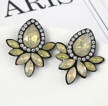 E758 Yellow Teardrop Gemstone Earrings - Iris Fashion Jewelry