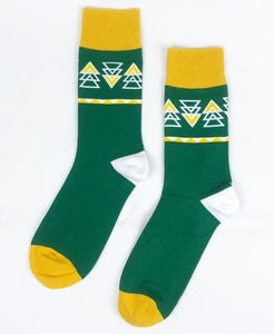 *SF541 Green Yellow Triangles Socks - Iris Fashion Jewelry