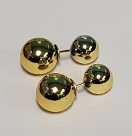 *E162 Gold Small Double Ball Earrings - Iris Fashion Jewelry